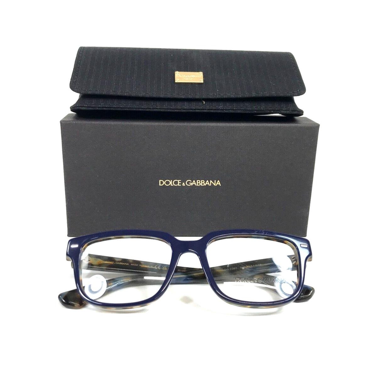 Dolce Gabbana Eyeglasses Frames DG3380 3123 Tortoise Blue Square 54-18-145