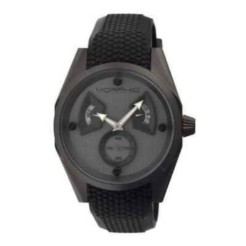 Morphic M34 Series Grey Engraved Pattern Dial Black Rubber Men`s Watch 3403
