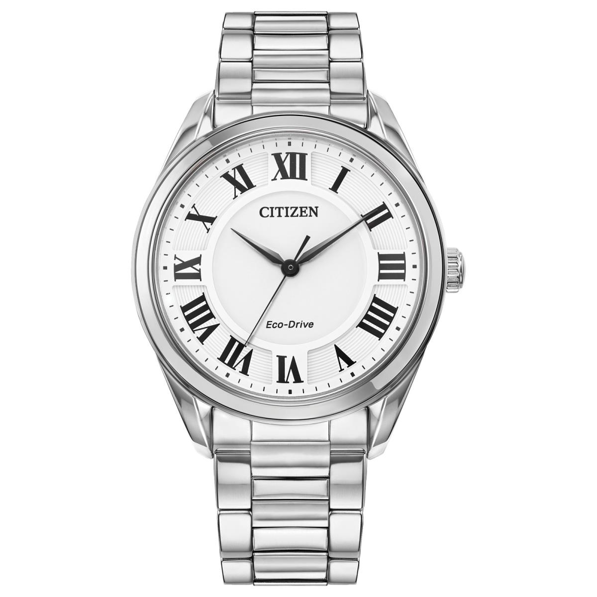 Citizen Eco-drive Women`s Arezzo Silver Roman Numeral Watch 35MM EM0970-53A