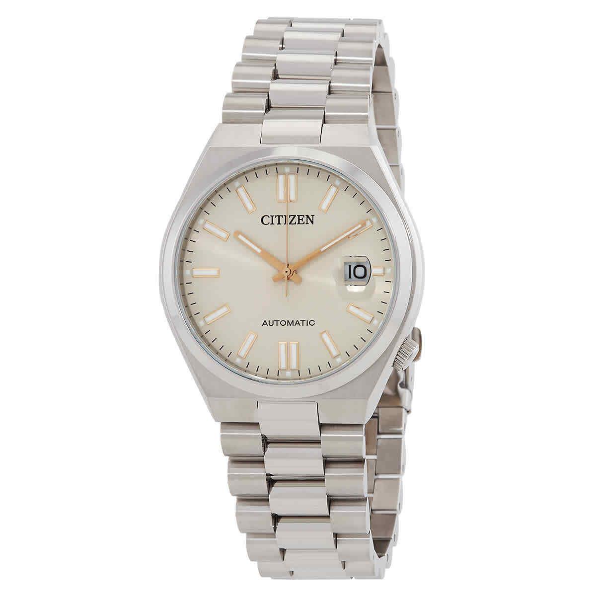 Citizen Tsuyosa Automatic Beige Dial Men`s Watch NJ0151-88W - Dial: Beige, Band: Silver-tone, Bezel: Silver-tone