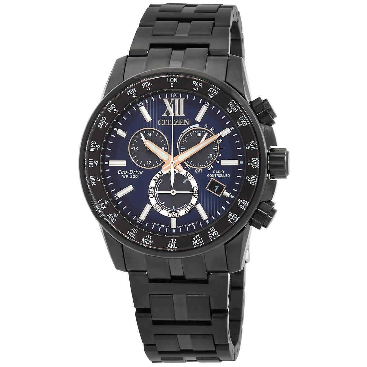 Citizen Eco-drive Perpetual Chronograph Gmt Blue Dial Men`s Watch CB5885-85L