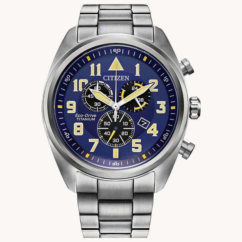 Citizen Eco-drive Men`s Chronograph Titanium Multi Dial Watch44MM AT2480-57L