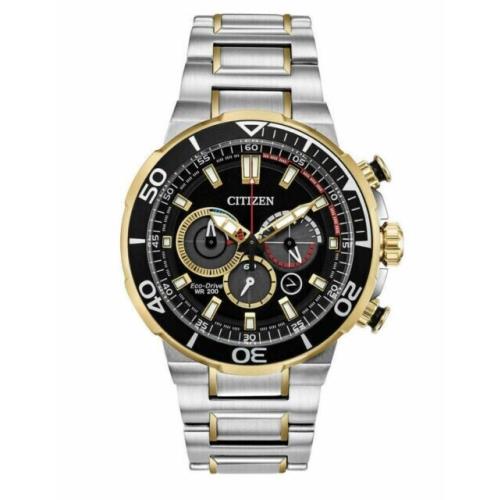 Citizen CA4258-87E Brycen Chronograph Eco-drive Gold Silver Tone Men`s Watch