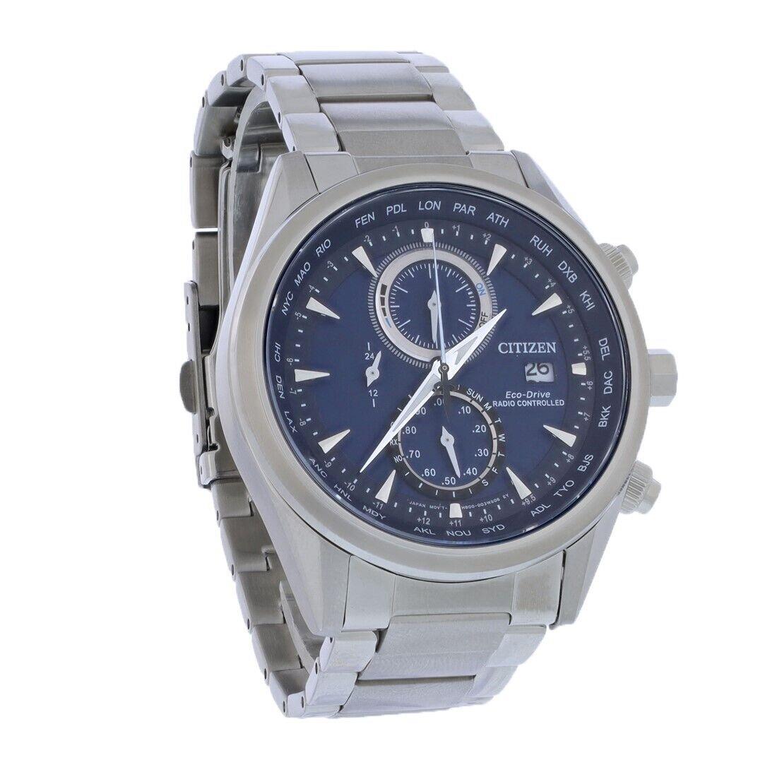 Citizen Eco Drive Pcat Mens Chronograph Stainless Blue Dial Watch AT8260-85L