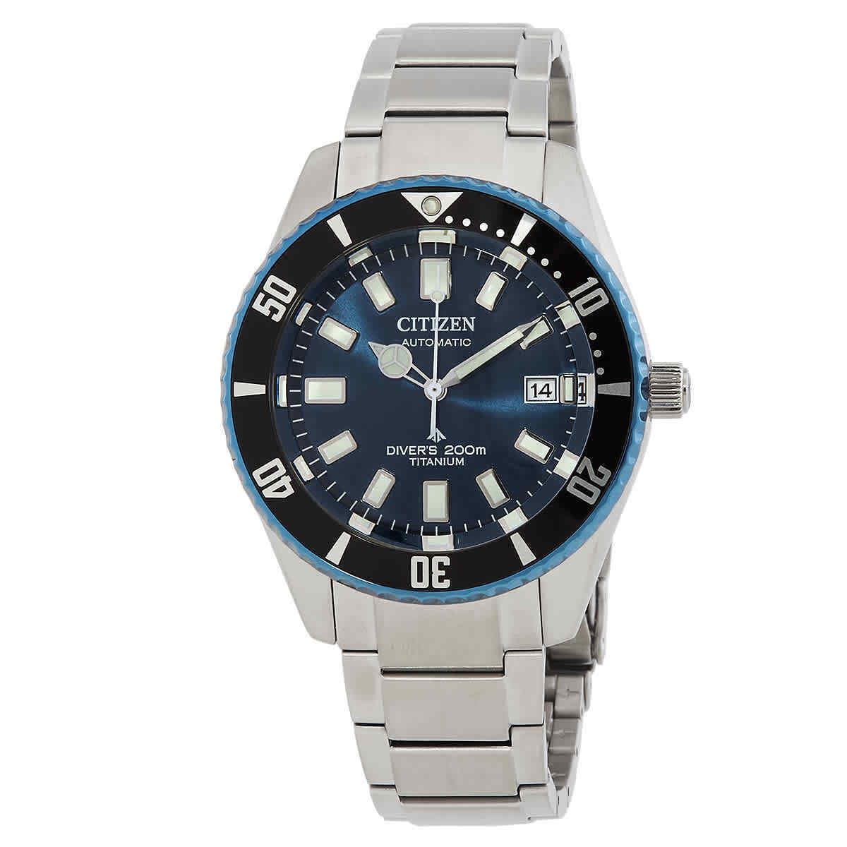 Citizen Promaster Marine Automatic Blue Dial Men`s Watch NB6026-56L - Dial: Blue, Band: Silver-tone, Bezel: Silver-tone