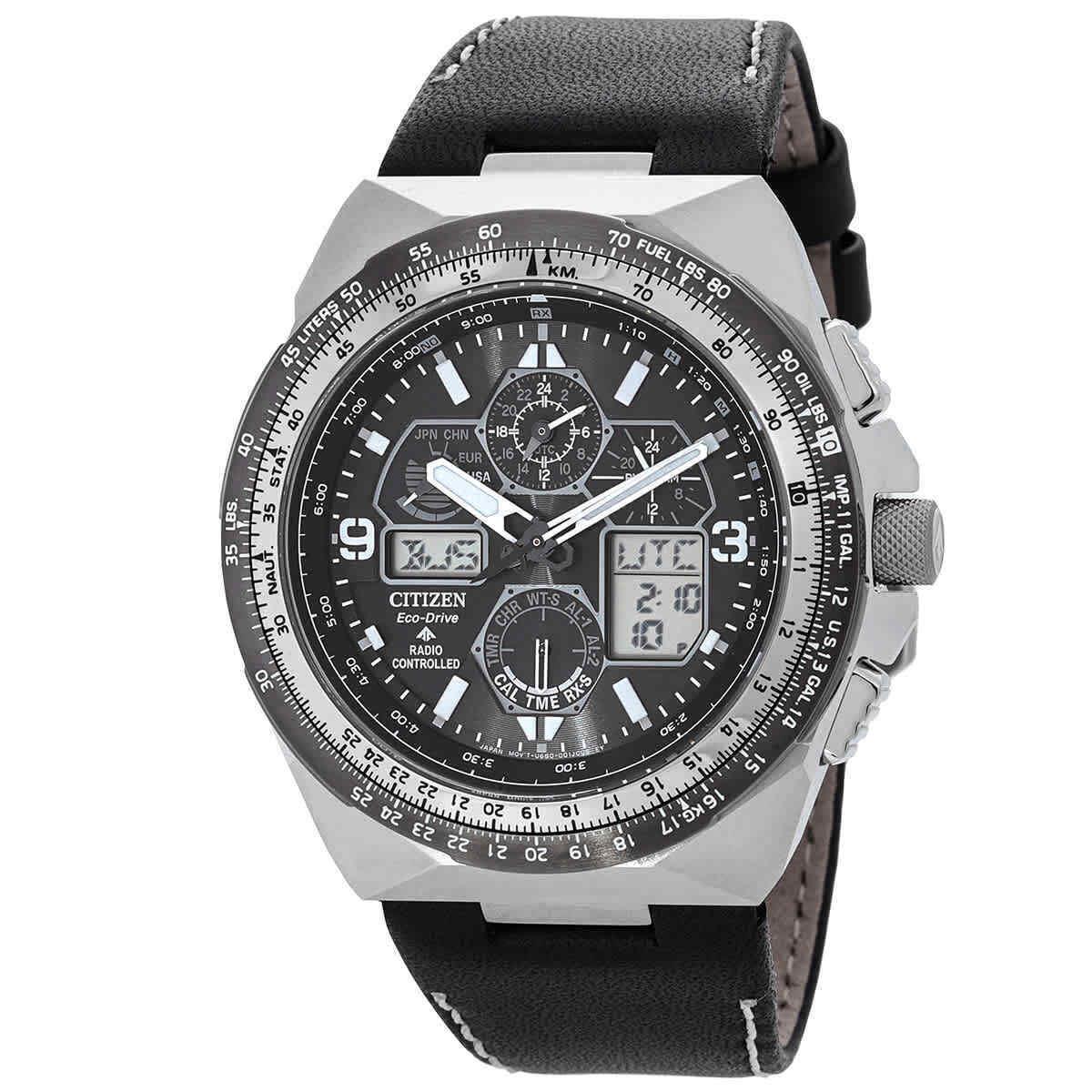 Citizen Promaster Skyhawk A-t Chronograph Black Dial Men`s Watch JY8149-05E - Dial: Black, Band: Black, Bezel: Silver-tone