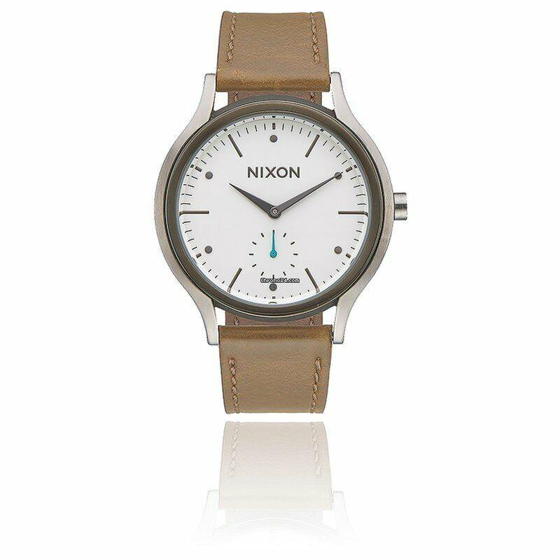 Unisex Nixon The Sala Leather Watch A995-2362-00 - Band: Dark Beige