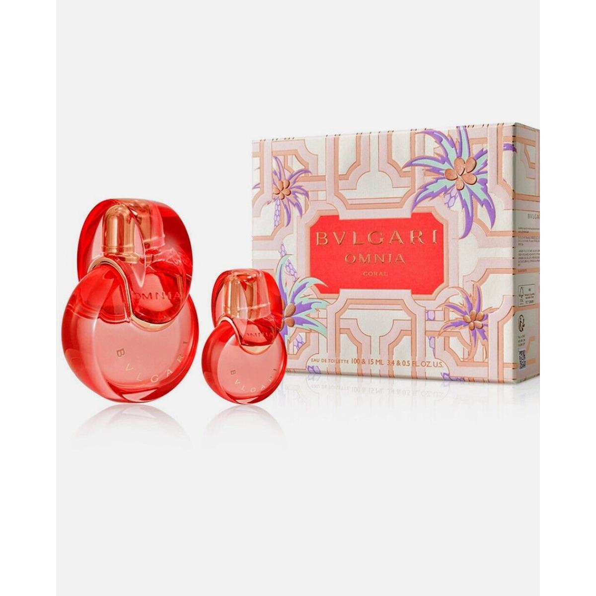 Omnia Coral by Bvlgari 2 Piece Gift Set 3.4oz 0.5 Oz For Women Fresh