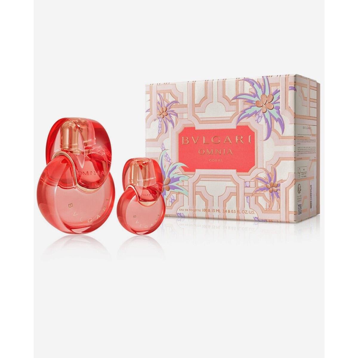 Omnia Coral by Bvlgari 2 Piece Gift Set 3.4oz 0.5 Oz For Women Fresh