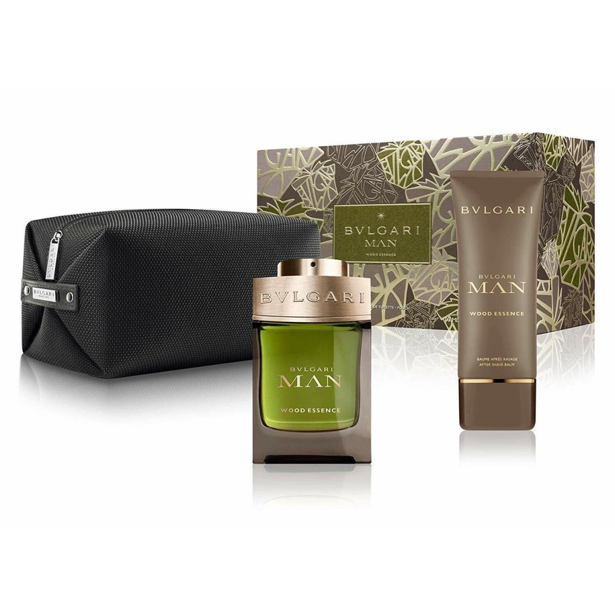 Bvlgari Wood Essence Men Gift Set 100ML 3.4 Edp SP + 3.4 Asb + Pouch