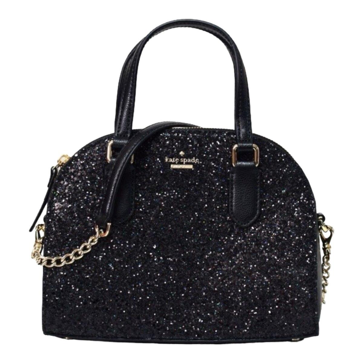 Kate Spade Laurel Way Black Glitter Mini Reiley Convertible Satchel Crossbody