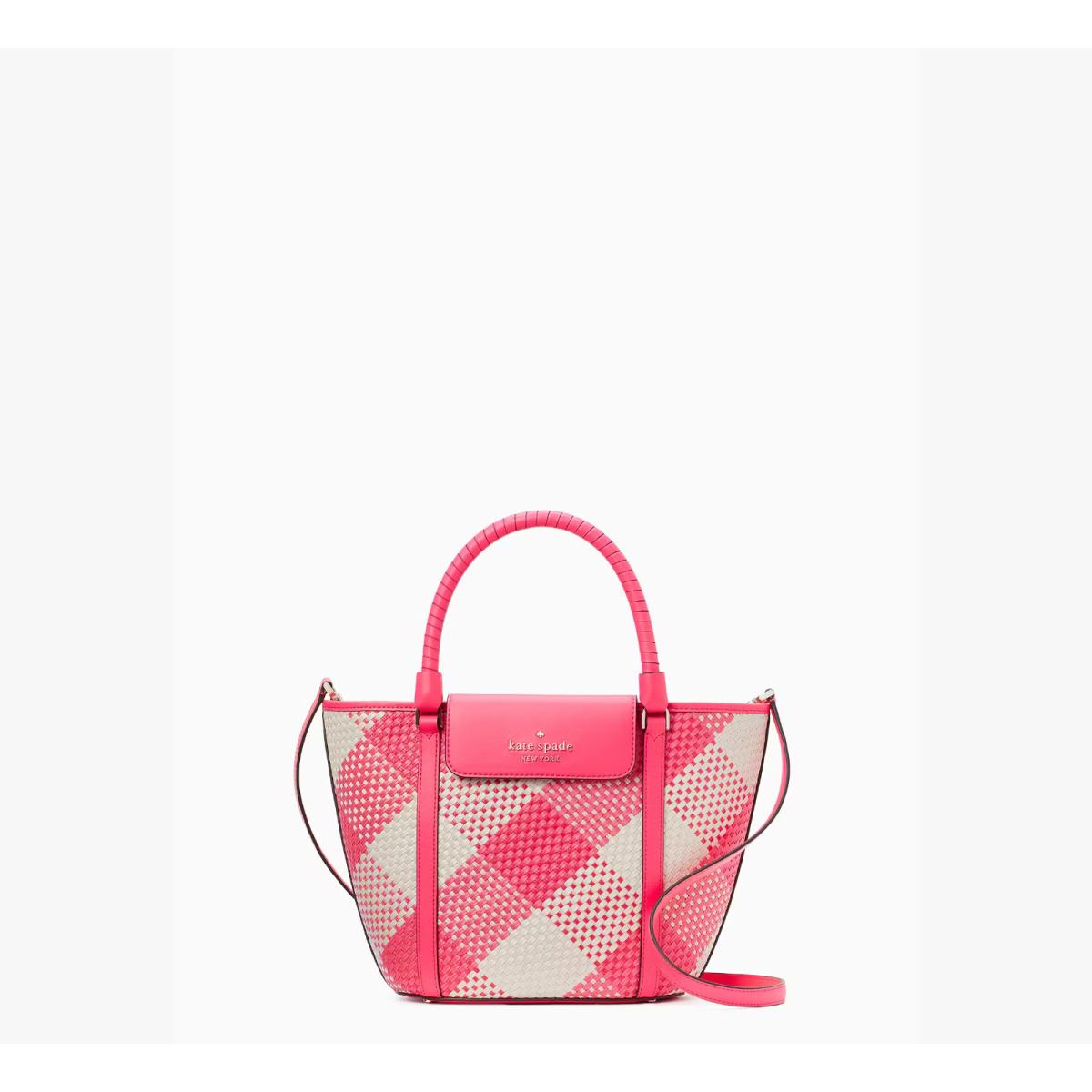 Kate Spade NY Cruise Gingham Medium Tote Shoulder Bag Color Pink New