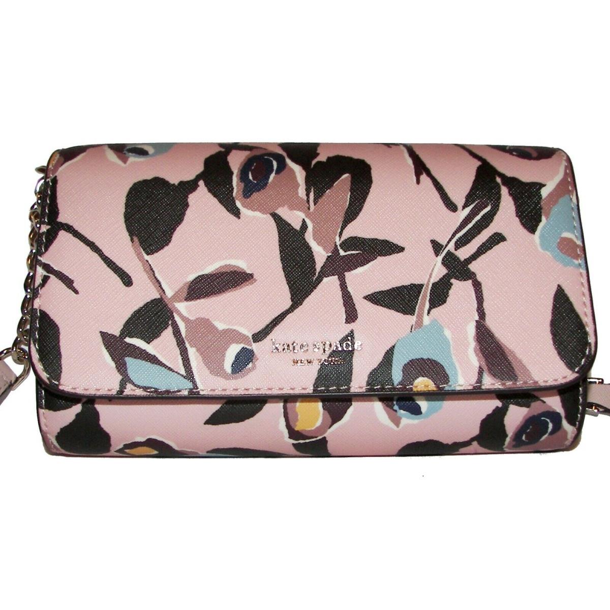 Kate Spade Pink Multi Leather Trifold Clutch Wallet Crossbody