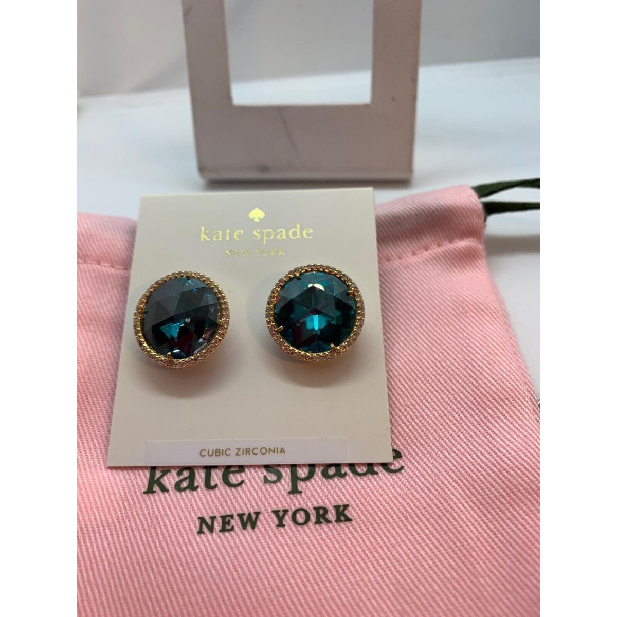 Kate Spade She Has Spark Stud Earrings Gold Tone Blue A57a