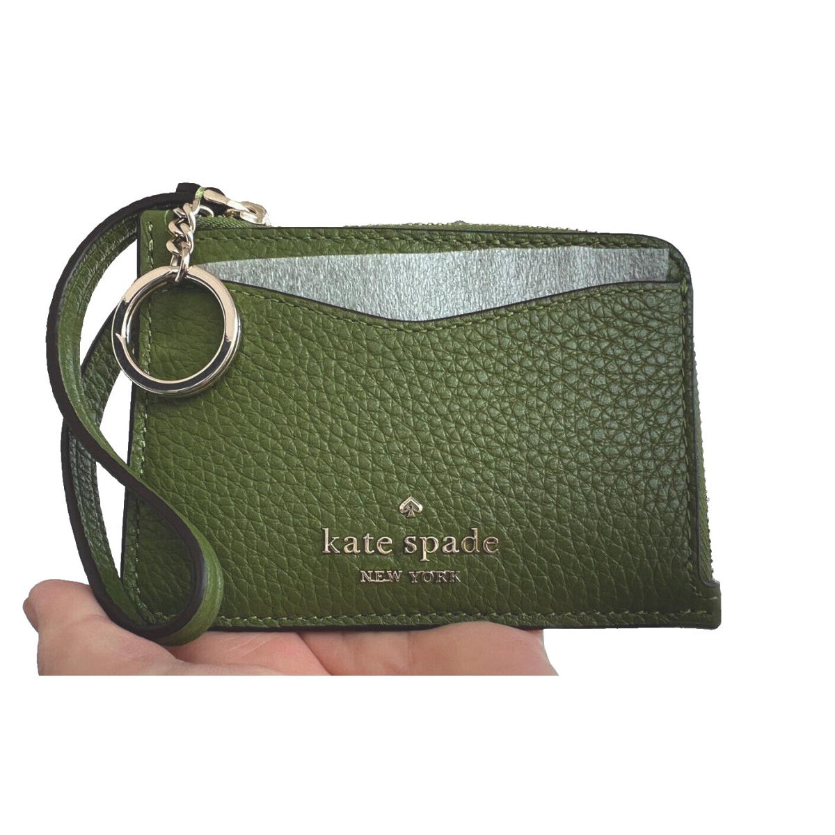 New Kate Spade Leila Card Holder Keychain ID Wristlet Coin Purse Kelp Forest