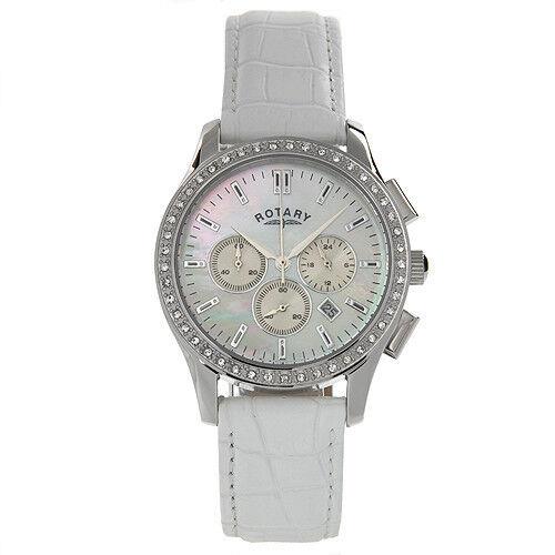 Rotary LS02911/07 Women s Chrono Date Watch Crystals Mother of Pearl Leather