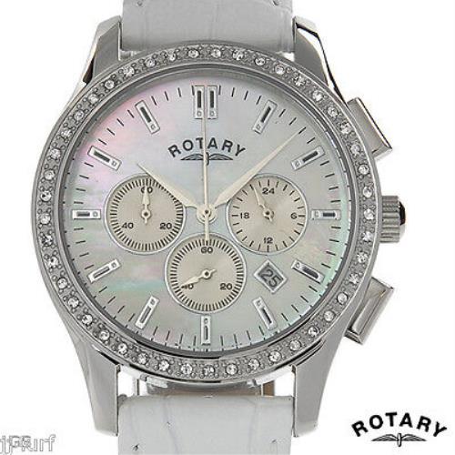 Rotary LS02911/07 Women s Chrono Date Watch Crystals Mother of Pearl Leather