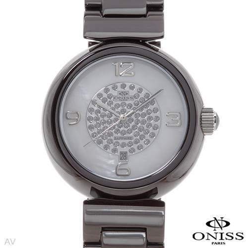 Oniss Ladies Brown Ceramic and Mother OF Pearl Quartz Watch Mod on7703lc/br