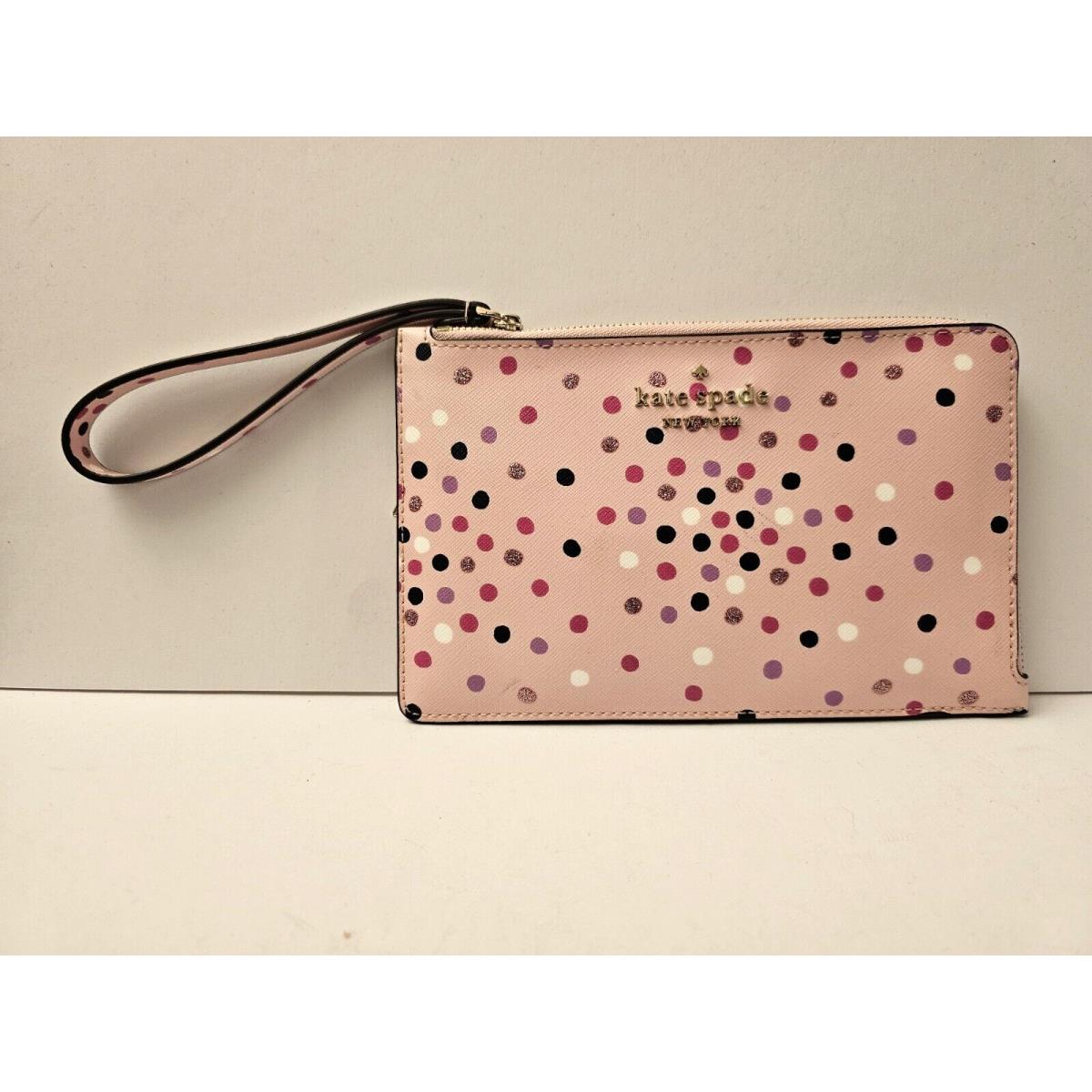 Kate Spade Pink Staci Festive Confetti Polka Dot Wristlet