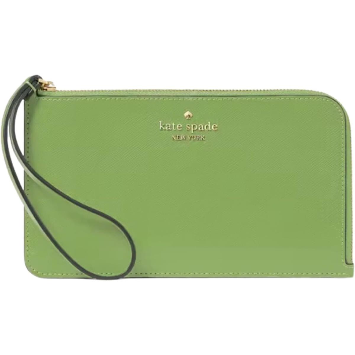 Kate Spade Lucy Glitter Medium L-zip Wristlet Turtle Green