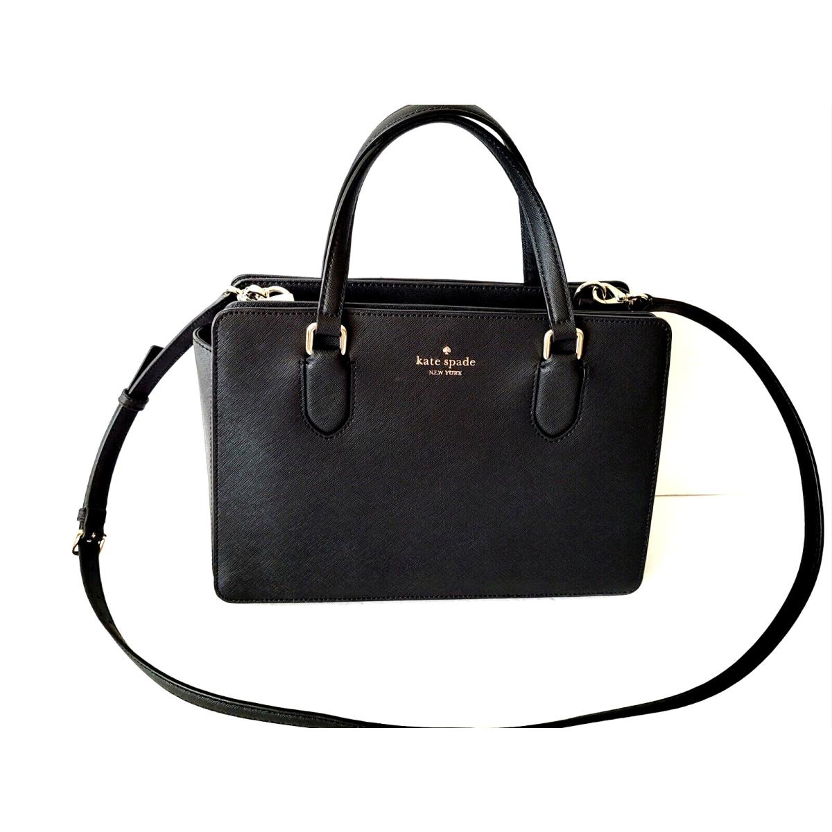 Kate Spade Laurel Way Reese Saffiano Leather Satchel Bag Black New