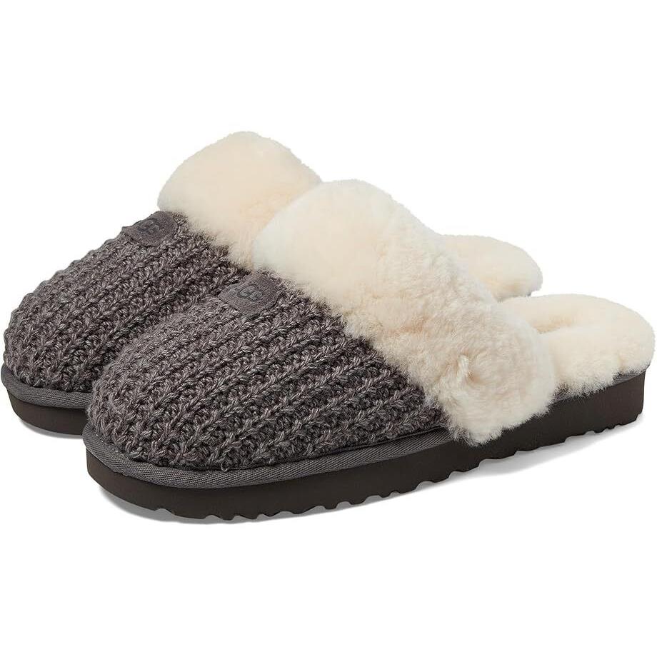 Women`s Shoes Ugg Cozy Knit Platform Slide Slippers 1117659 Charcoal