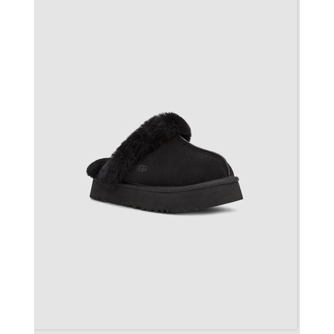 Women`s Shoes Ugg Disquette Platform Sheepskin Suede Slippers 1122550 Black