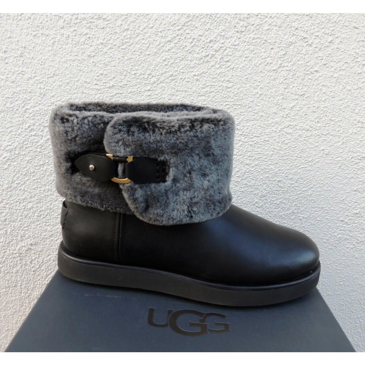 Ugg Black Classic Berge Mini Leather/ Sheepskin Boots Women US 9/ Eur 40