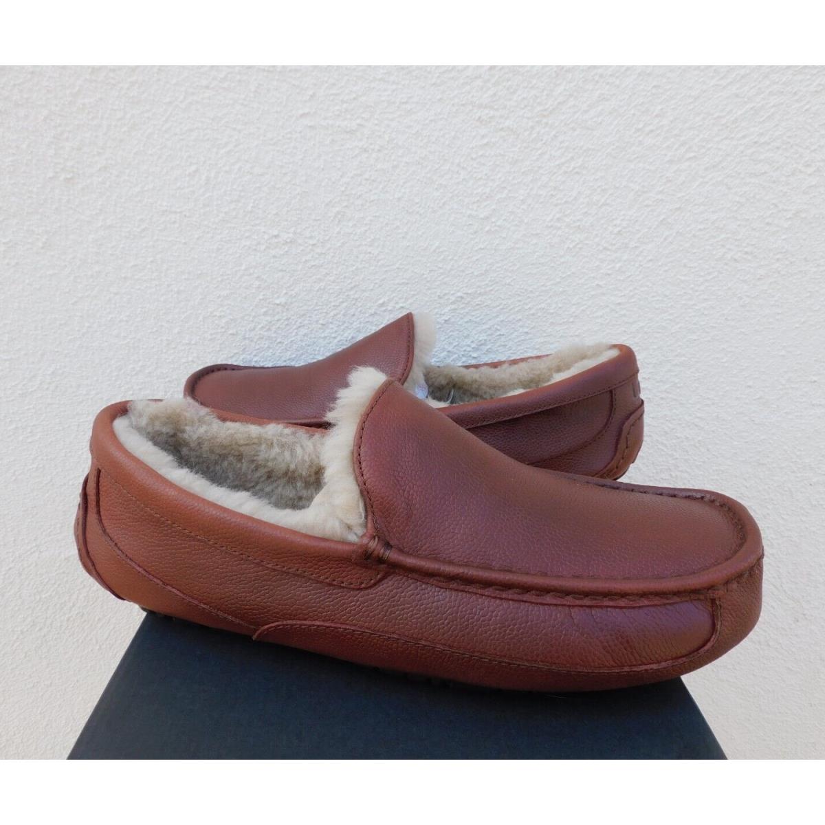 Ugg Ascot Scotch Grain Cognac Leather Slippers Men US 9/ Eur 42 Fits Small