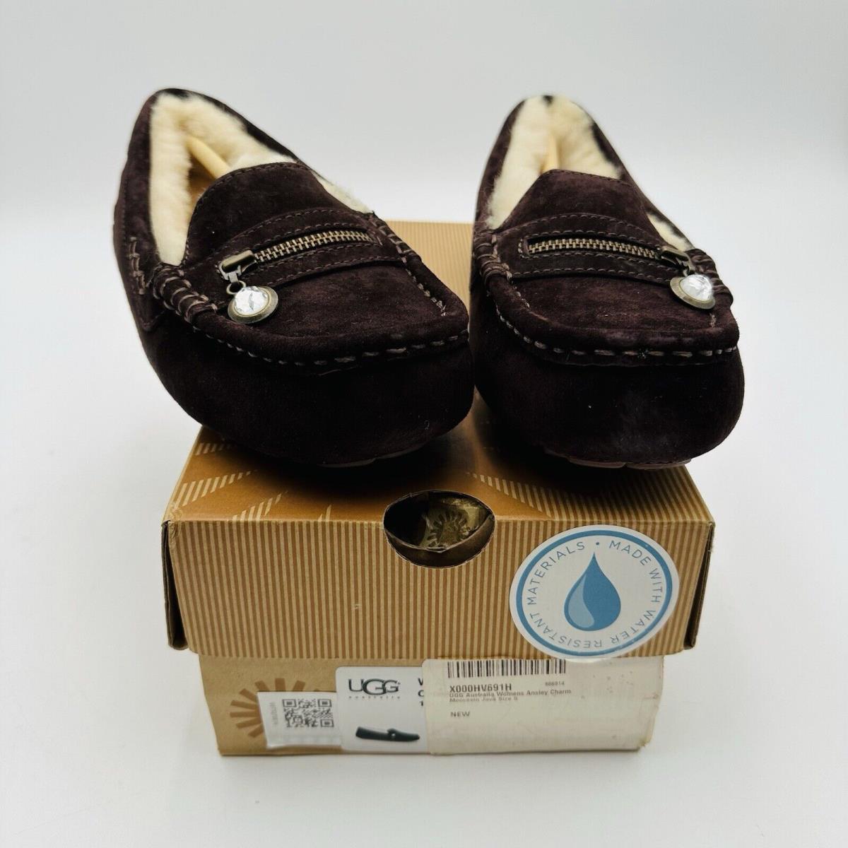 Ugg Womens Ansley Charm Moccasins Suede Slippers Size 5 Brown