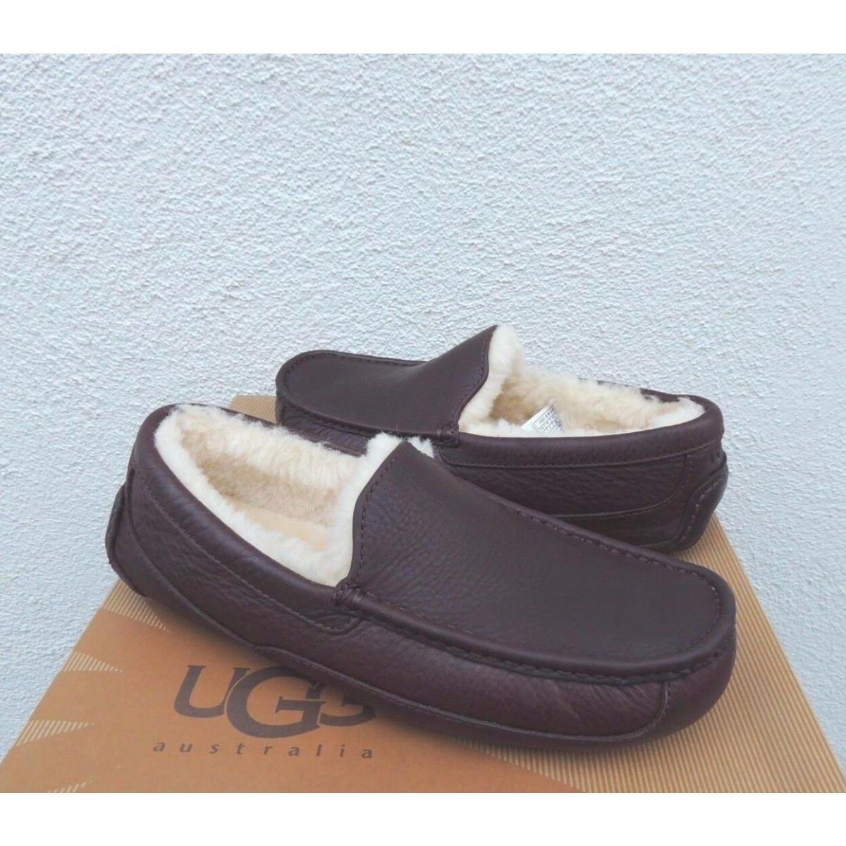 Ugg Ascot China Tea Leather/ Sheepwool Slippers US 12/ Eur 45 Fit Small