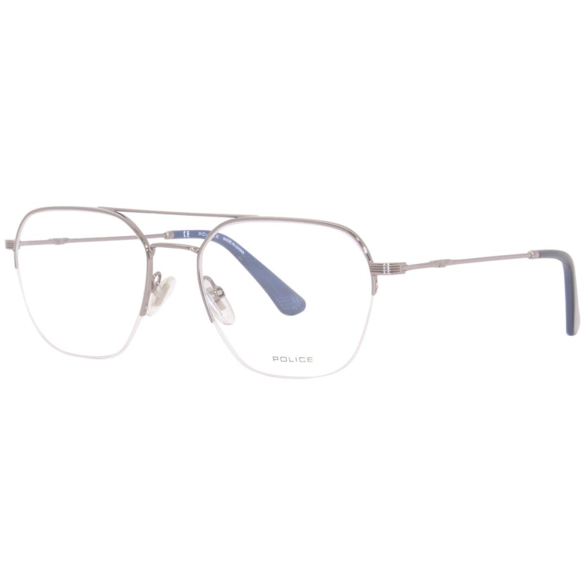 Police Origins Lite-9 VPLD02 509Y Eyeglasses Men`s Silver/navy Semi Rim 52mm