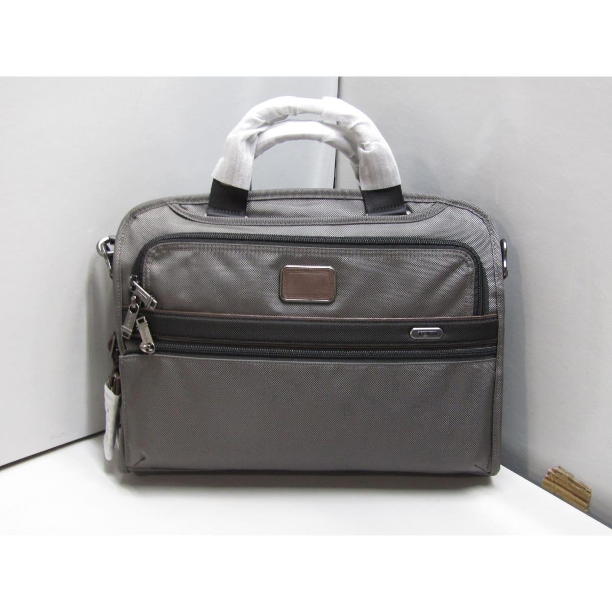 Tumi Briefcase Slim Deluxe Portfolio Ballistic Nylon For Business Travel- Gray