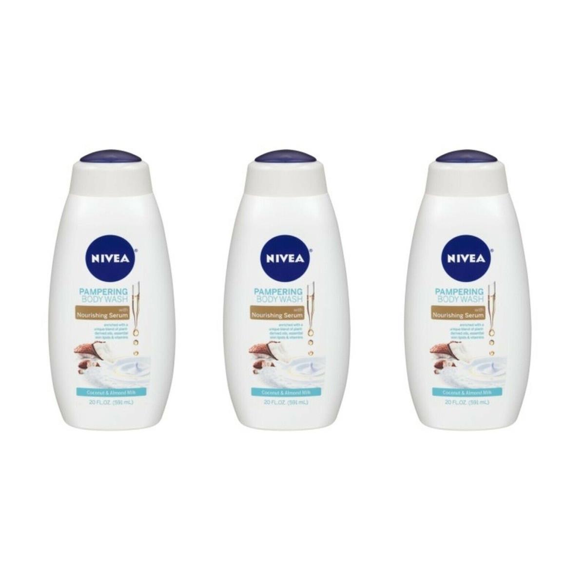 BL Nivea Body Wash 20oz Coconut and Almond Milk X 3 Counts