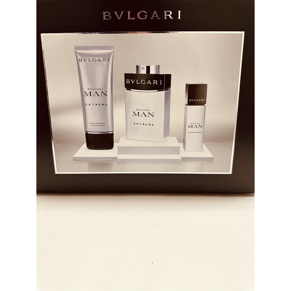 Bvlgari Man Extreme 3pc Set 3.4 oz Eau de Toilette Spray For Men As Imaged