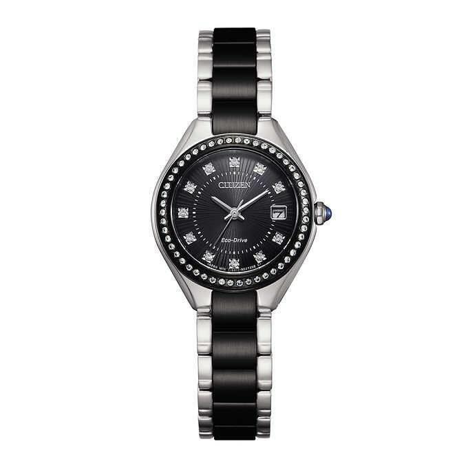 Citizen Silhouette Eco-drive EW2559-51E Black Dial Stainless Steel Women`s Watch - Dial: Black, Band: Multicolor, Silver, Bezel: Black