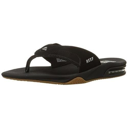 Reef Mens Fanning Flip Flop Black Rf002026bls Synthetic Nubuck with Bottle