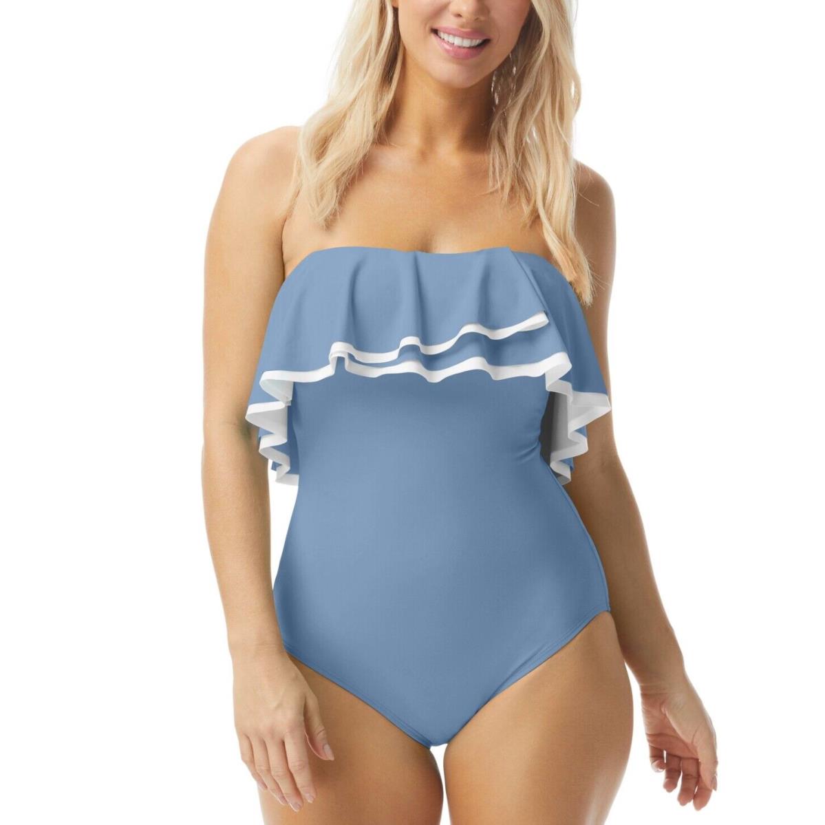 Coco Reef Size 14/38D Ruffled Strapless Tummy-control One-piece Swimsuit 12737