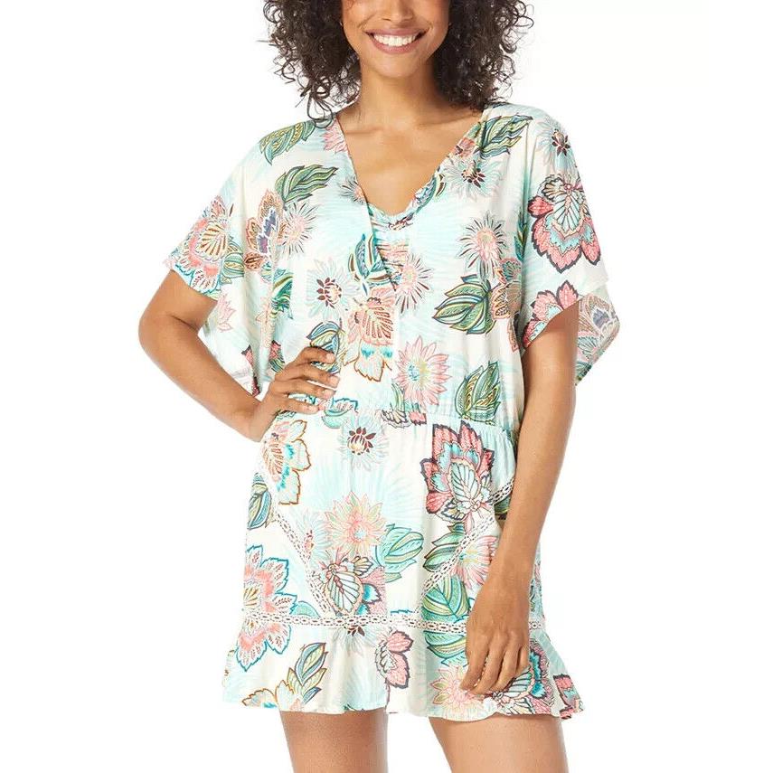 Coco Reef L76854 Multi Adorn Animal-print Swim Cover-up Dress Size L