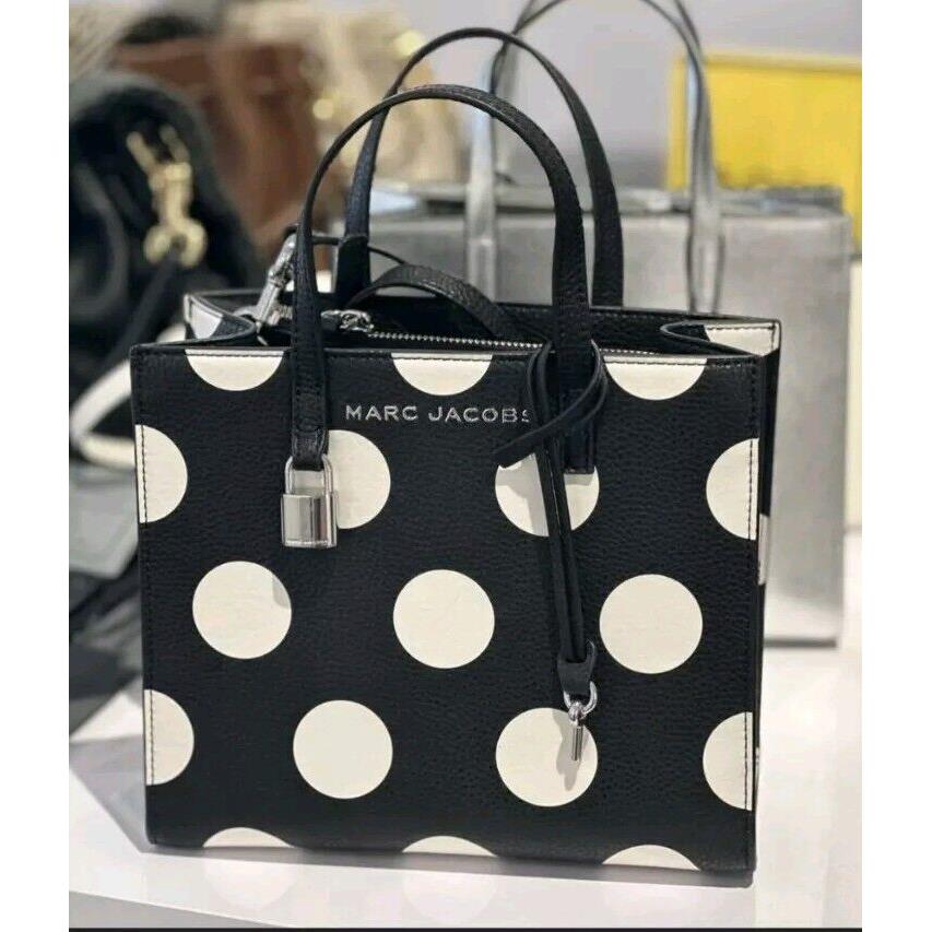 Marc Jacobs Mini Grind Polka Dot Leather Satchel Crossbody Black/white