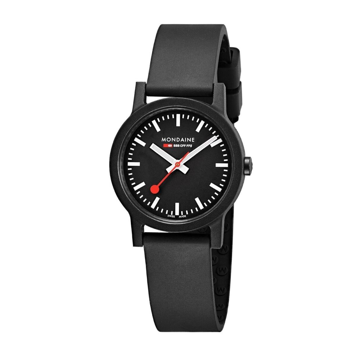 Mondaine Essence MS1.32120.RB 32MM Black Dial Black Rubber Quartz Women`s Watch