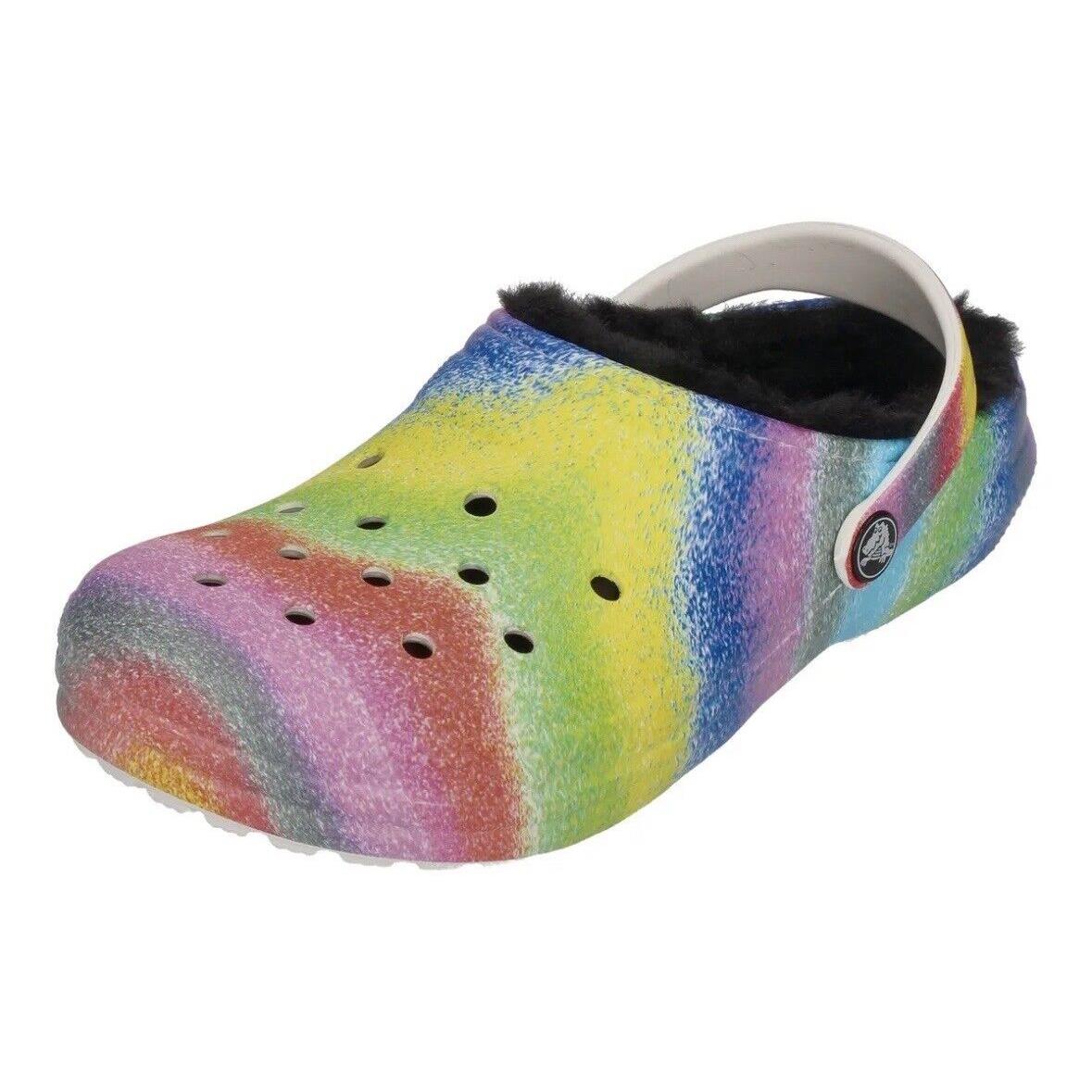 Crocs Kids Classic Lined Spray Dye Clog Size J3 Multi Color Tie Dye Rainbow