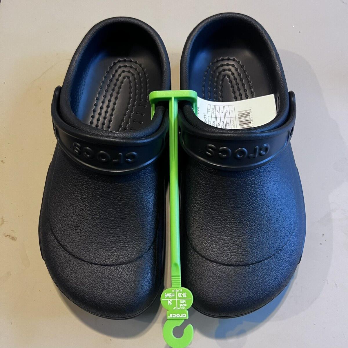 Crocs Slip Resistant Bistro Clogs Black Shoes Nurse Chef Work Men 6 Women8