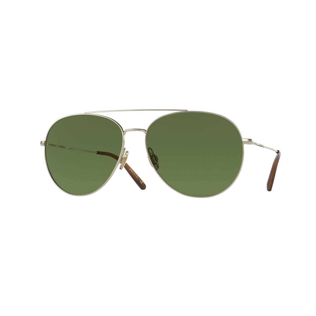 Oliver Peoples OV1286S 50354E Airdale Gold Vib Green Lenses 61 Men`s Sunglasses