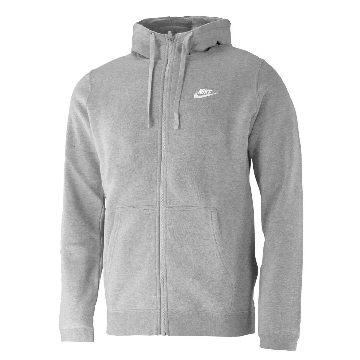 Nike Men`s Sportswear Full Zip Club Hoodie Dark Grey Heather/dark Grey