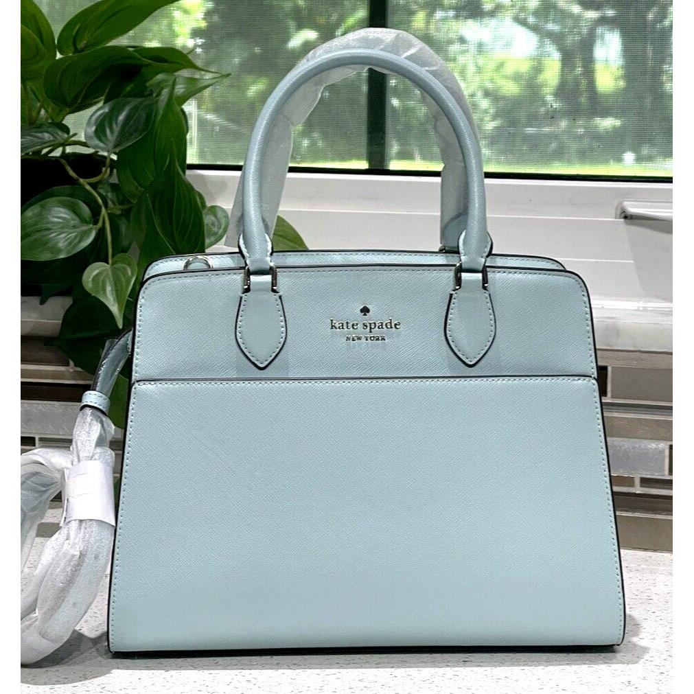 Kate Spade Madison Medium Satchel Shoulder Bag Tote Blue Glow Leather Purse