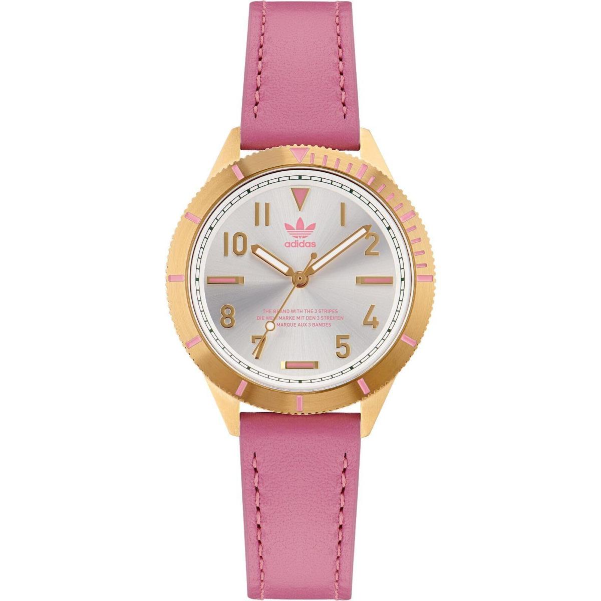 Adidas Women Analogue Quarz Watch with Leather Strap AOFH22509 Pink AOFH22509