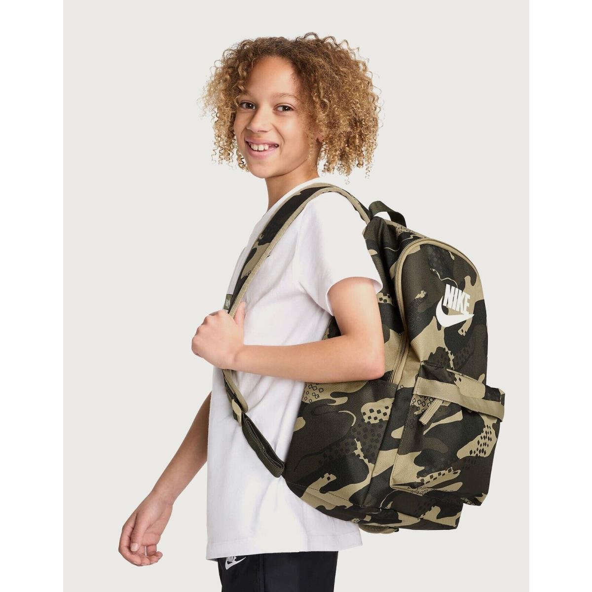 Nike Heritage Cammo Backpack `black/green` School Book Bag Training 25L