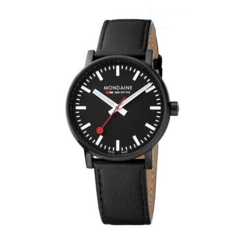 Mondaine Evo 2 MSE.40121.LB 40mm Black Dial Black Leather Quartz Men`s Watch
