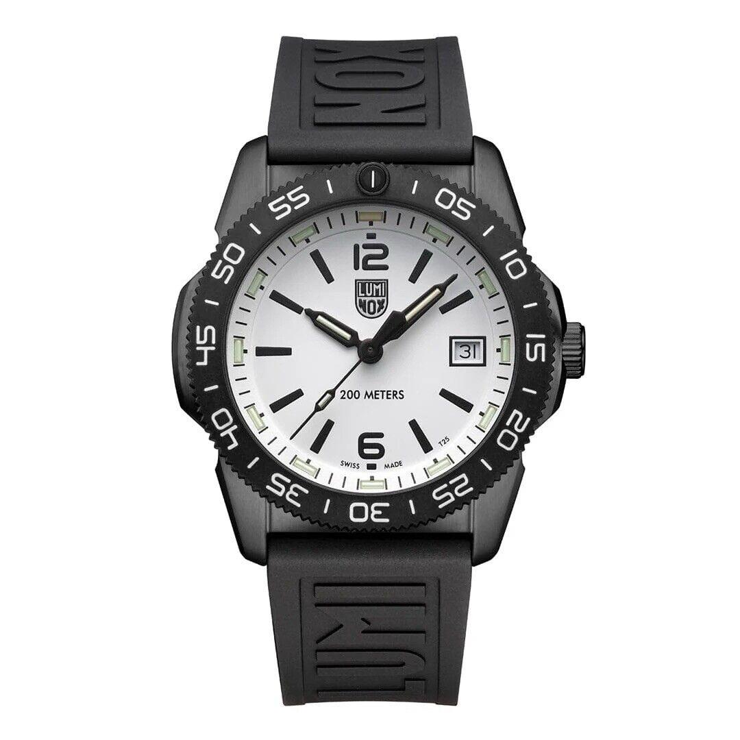 Luminox Unisex Watch Pacific Diver Ripple Date Black Rubber Strap XS.3127M - Dial: White, Band: Black